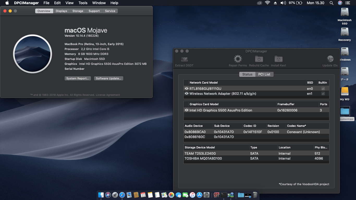 Succes Hackintosh macOS Mojave 10.14.4 Build 18E226 at Asus A455LF-WX039D
